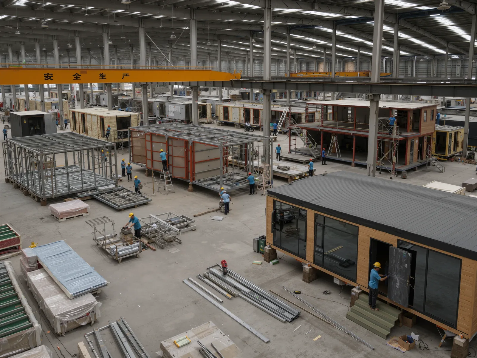 Modular building factory production line