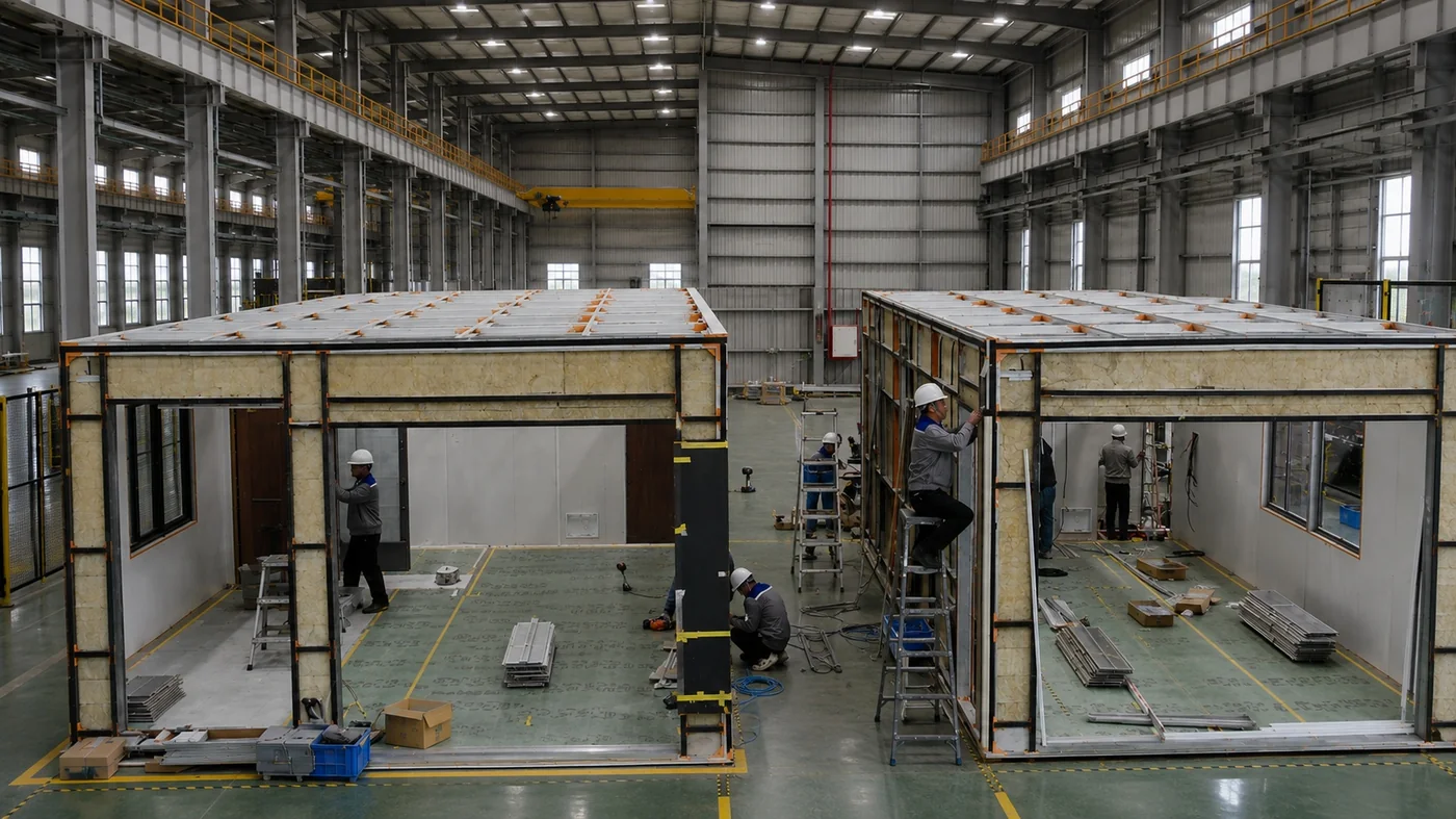 Factory assembly of modular building structure