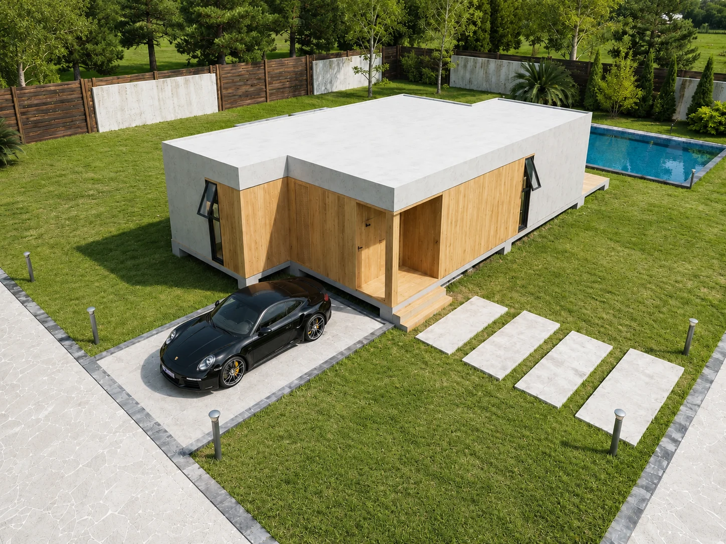 Aerial view of Spain modular residence case