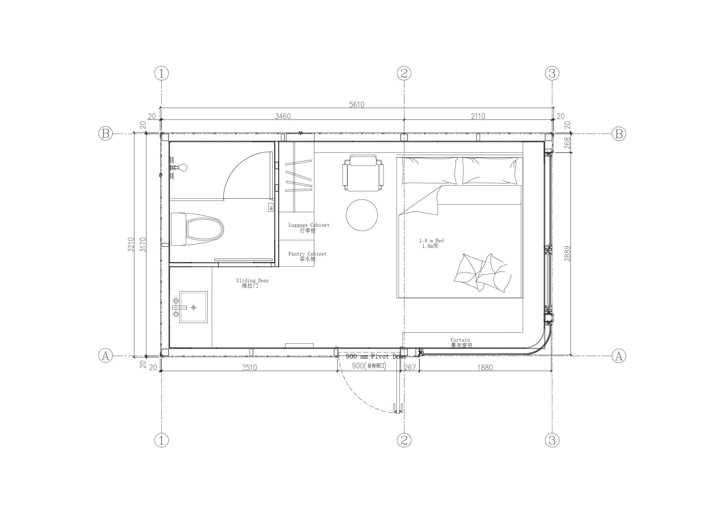 A-18A floor plan drawing and dimensions