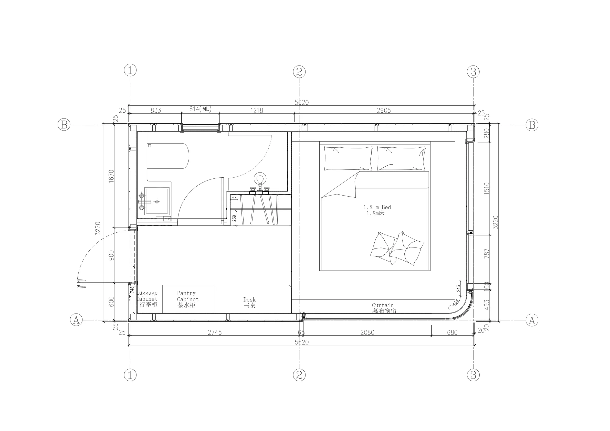 A-18B floor plan drawing and dimensions