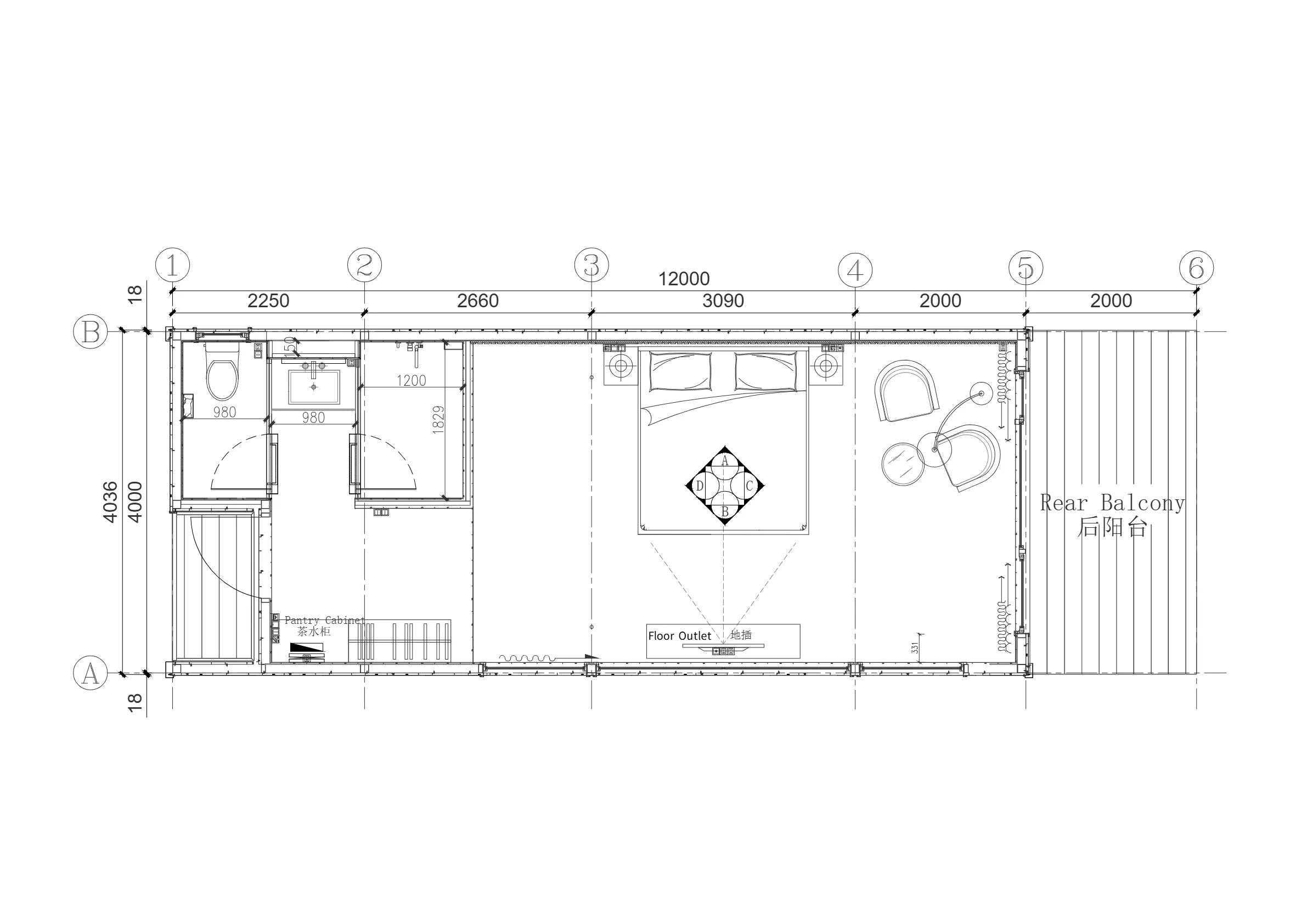 AP-10B floor plan drawing and dimensions