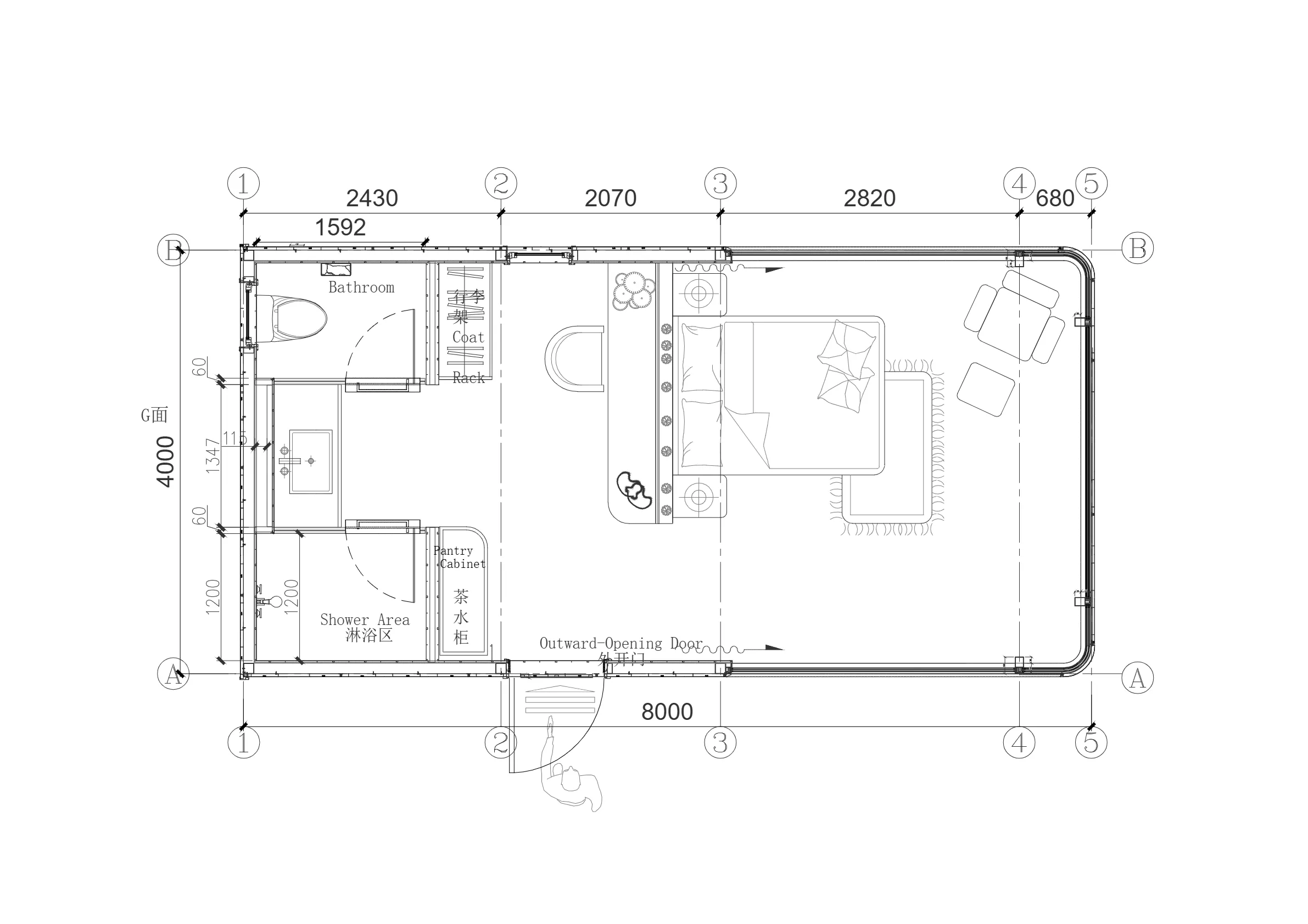 AP-8 floor plan drawing and dimensions