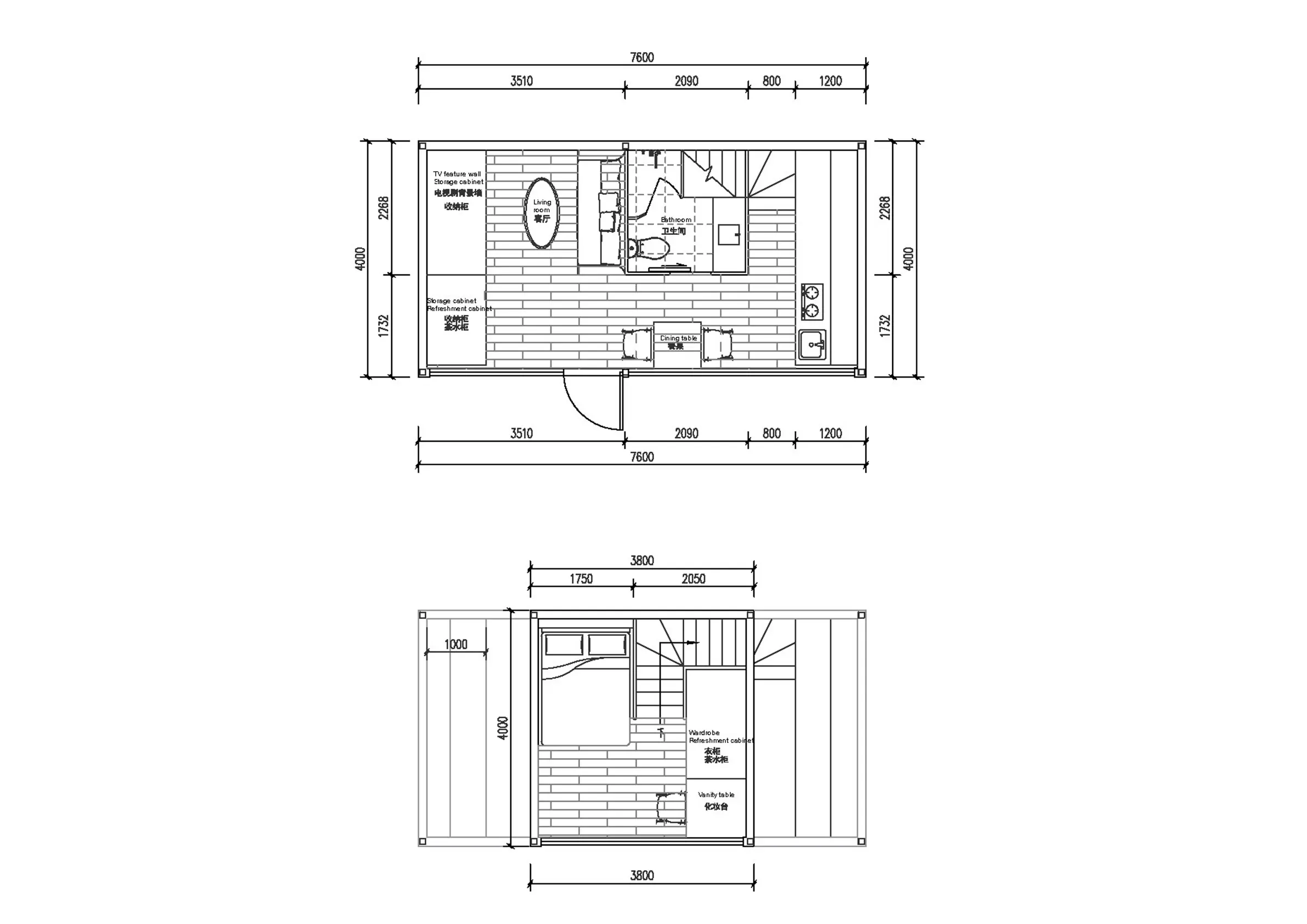 AM-45 floor plan drawing and dimensions